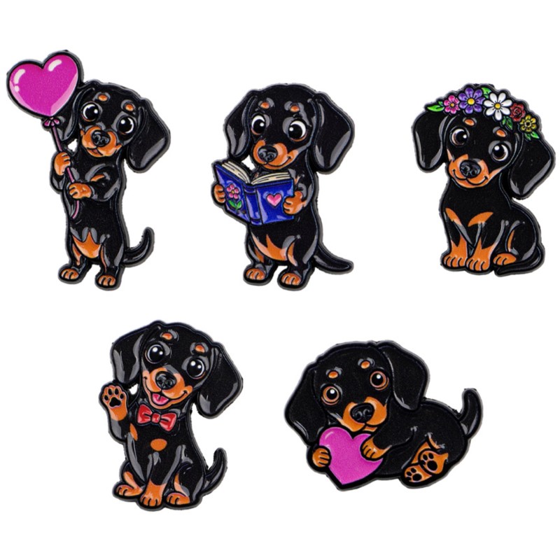 Lapel Pin Enamel - 5pcs Set Pin Enamel Dachshund Lucu
