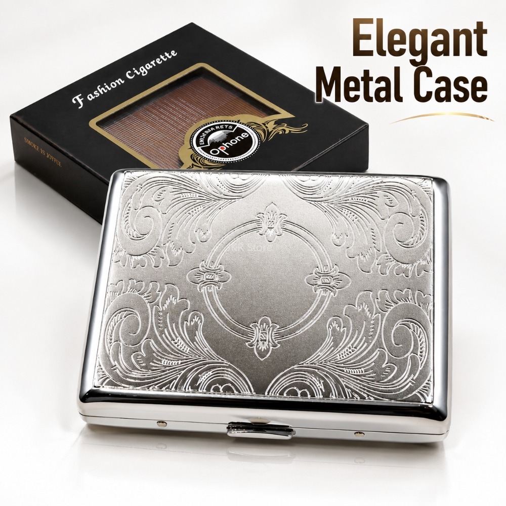 Men Accessories Box - Kotak Rokok Stainless Steel Berembos, Tempat