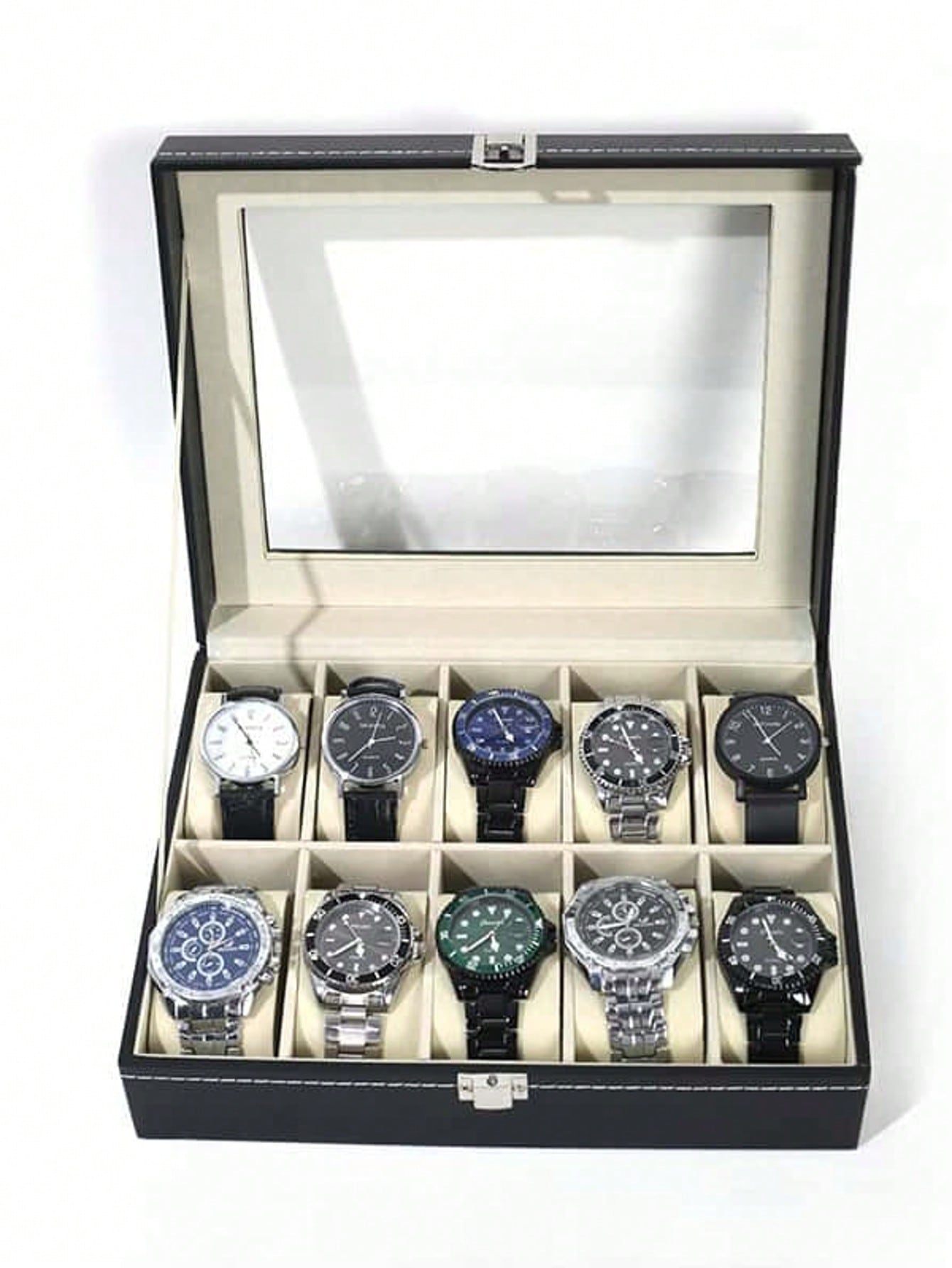 Men Accessories Box - Kotak Jam Tangan Kulit dengan Kunci,