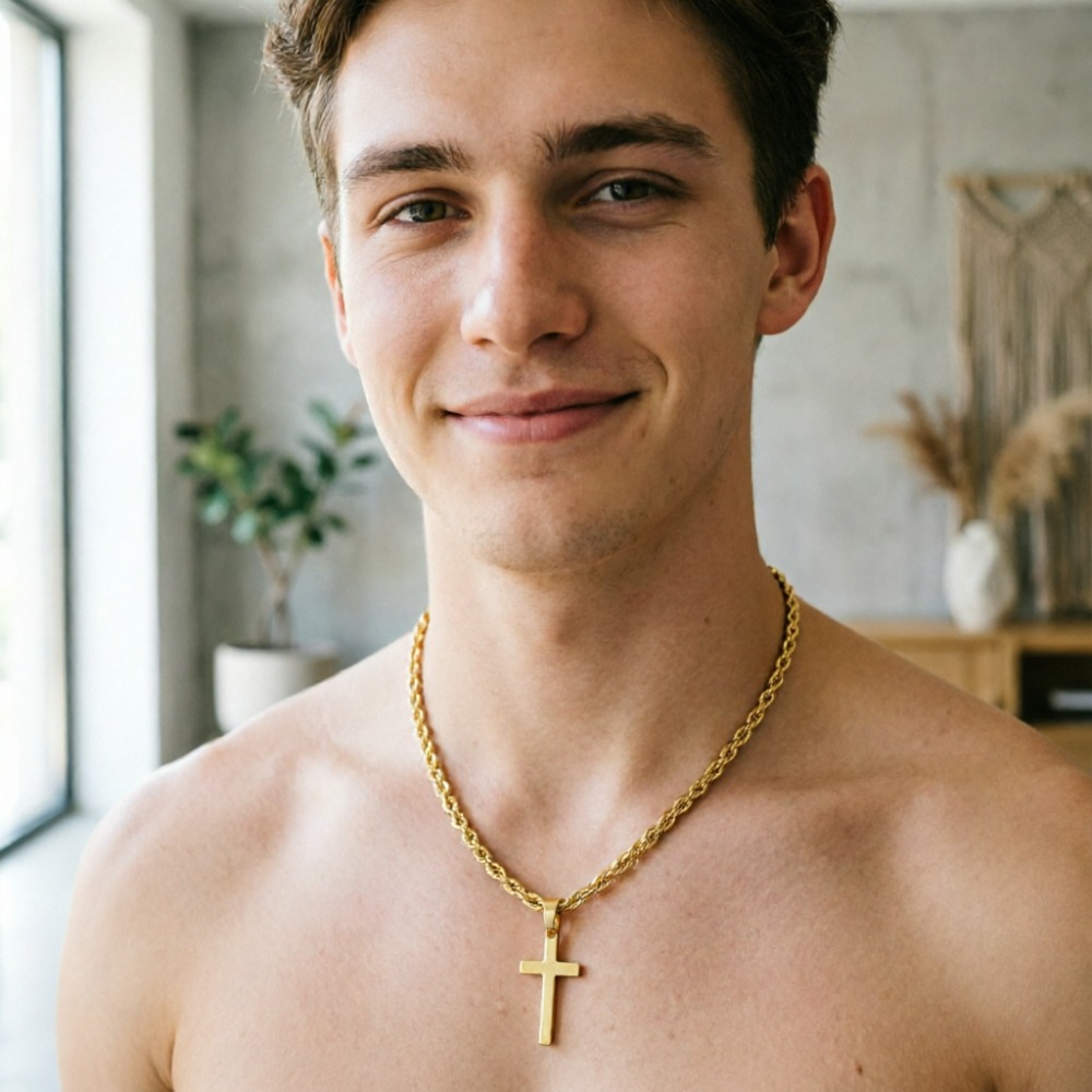 Men Accessories Singapore - Kalung Liontin Salib Mode Baru untuk