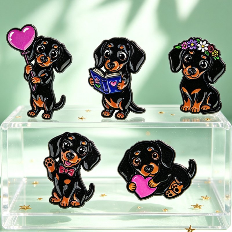 5pcs Set Pin Enamel Dachshund  - Lapel Pin Enamel ulasan dan harga