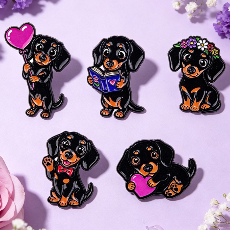 5pcs Set Pin Enamel Dachshund  - Lapel Pin Enamel ulasan dan harga