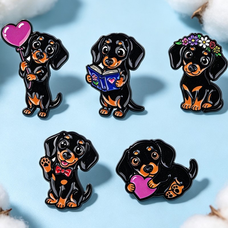 5pcs Set Pin Enamel Dachshund  - Lapel Pin Enamel ulasan dan harga