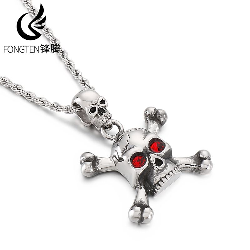 Fongten kalung tengkorak mata  - Men Accessories Singapore ulasan dan harga