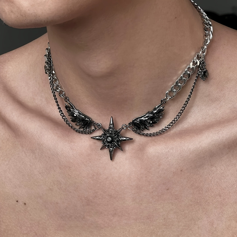 Kalung Sayap Bintang Berduri G - Men Accessories Singapore ulasan dan harga